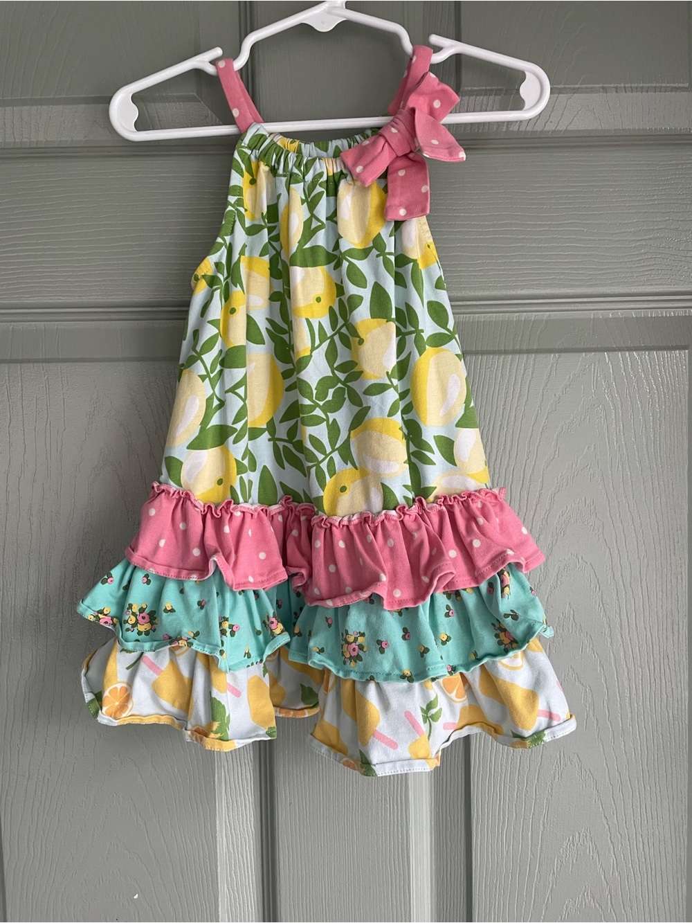 Matilda Jane Kids Dress Freshly Squeezed Ruffles Green, Pink, Yellow Floral Sz 2 - Picture 4 of 7